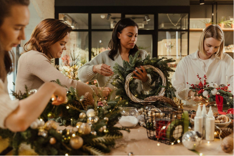 Decorating with Ornaments for a Pink Christmas Tree